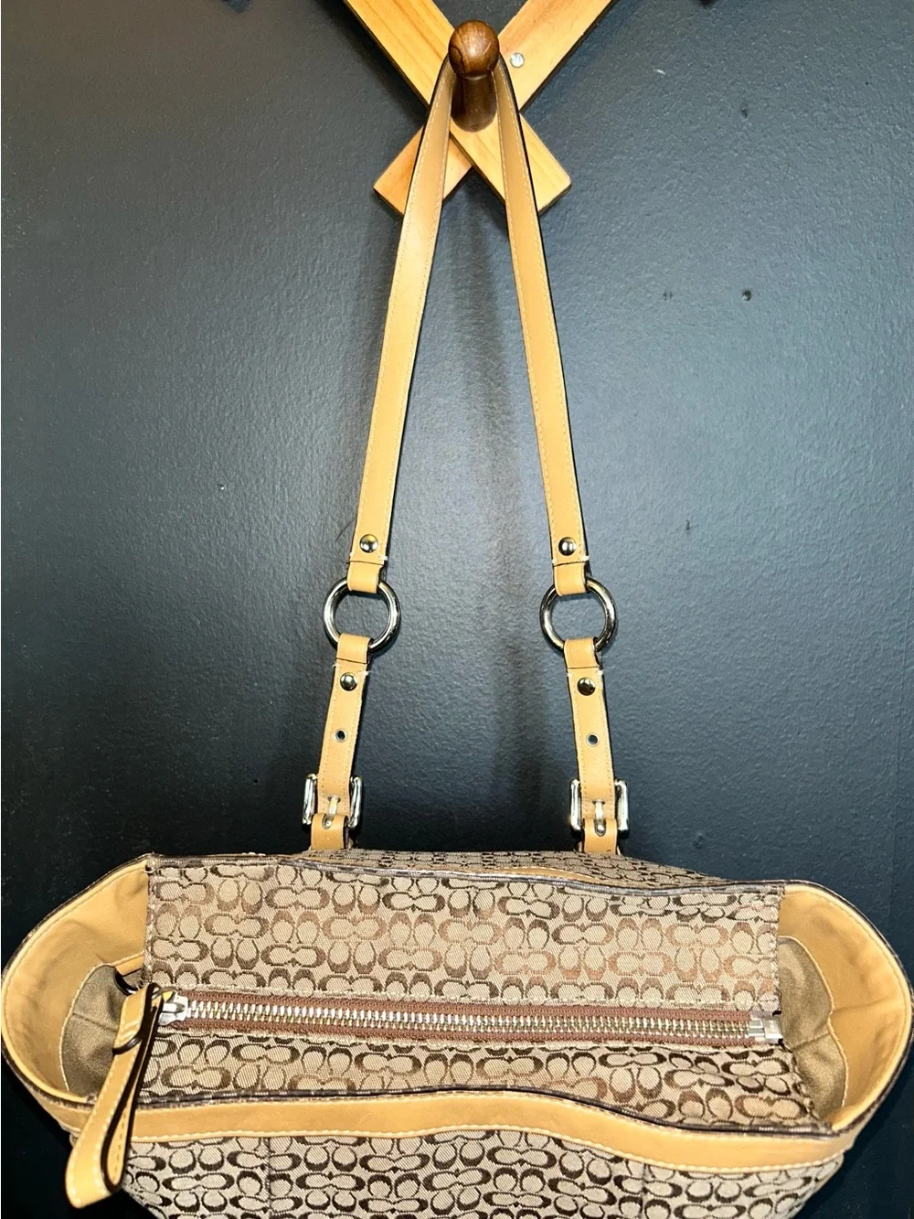 Coach Signature Jacquard Leather Gallery Shoulder Tote Bag Iconic Mini Kissing C - Picture 5 of 16